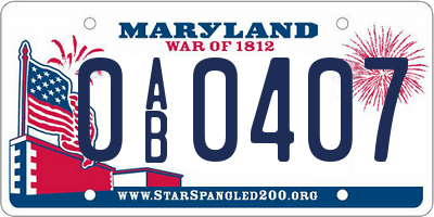 MD license plate 0AB0407