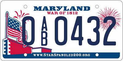 MD license plate 0AB0432