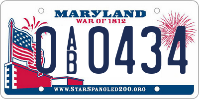 MD license plate 0AB0434