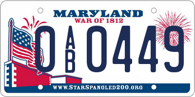 MD license plate 0AB0449