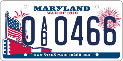 MD license plate 0AB0466