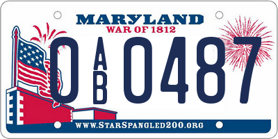 MD license plate 0AB0487