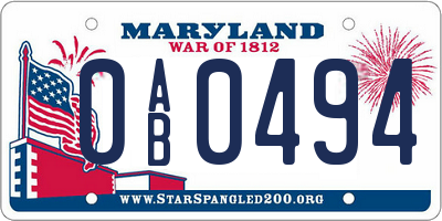 MD license plate 0AB0494
