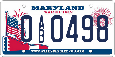 MD license plate 0AB0498