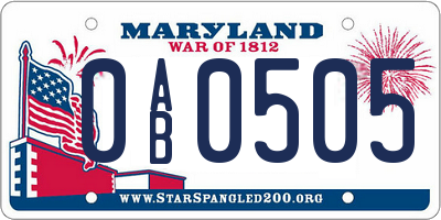 MD license plate 0AB0505