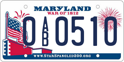 MD license plate 0AB0510