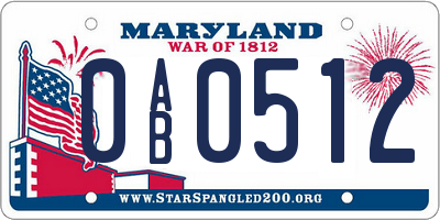 MD license plate 0AB0512