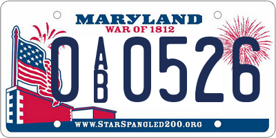 MD license plate 0AB0526