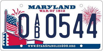 MD license plate 0AB0544
