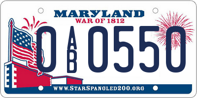MD license plate 0AB0550