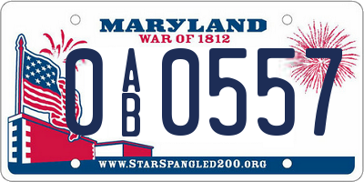 MD license plate 0AB0557