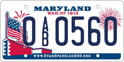 MD license plate 0AB0560