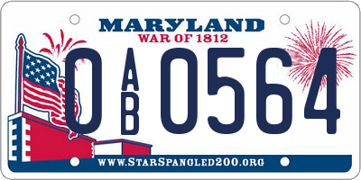 MD license plate 0AB0564