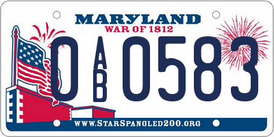 MD license plate 0AB0583