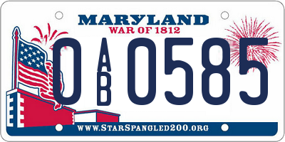 MD license plate 0AB0585