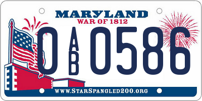 MD license plate 0AB0586