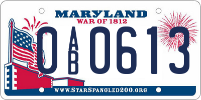 MD license plate 0AB0613