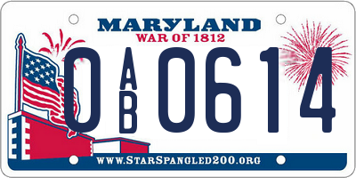 MD license plate 0AB0614