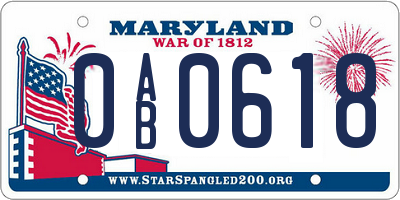 MD license plate 0AB0618