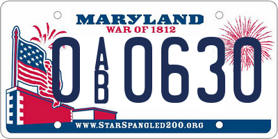 MD license plate 0AB0630