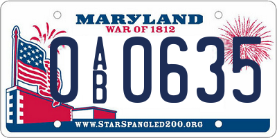MD license plate 0AB0635