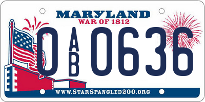MD license plate 0AB0636