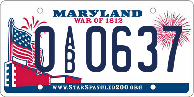 MD license plate 0AB0637