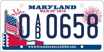 MD license plate 0AB0658