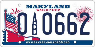MD license plate 0AB0662