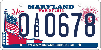 MD license plate 0AB0678