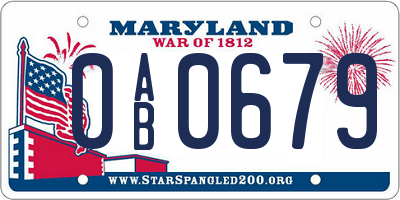 MD license plate 0AB0679