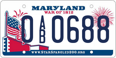 MD license plate 0AB0688