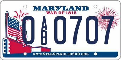 MD license plate 0AB0707