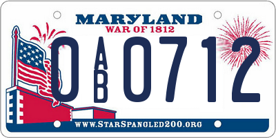 MD license plate 0AB0712