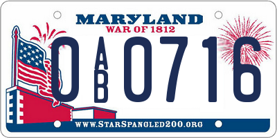 MD license plate 0AB0716