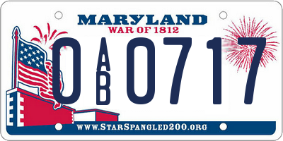 MD license plate 0AB0717