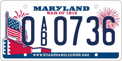 MD license plate 0AB0736