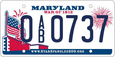MD license plate 0AB0737