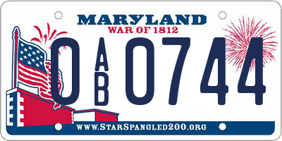 MD license plate 0AB0744