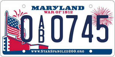 MD license plate 0AB0745