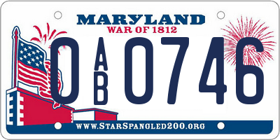 MD license plate 0AB0746