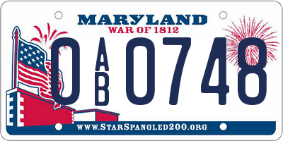 MD license plate 0AB0748