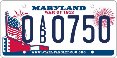 MD license plate 0AB0750
