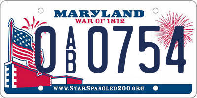 MD license plate 0AB0754