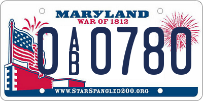 MD license plate 0AB0780