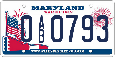 MD license plate 0AB0793