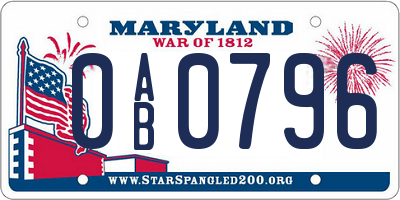 MD license plate 0AB0796