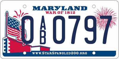 MD license plate 0AB0797