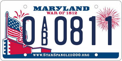 MD license plate 0AB0811