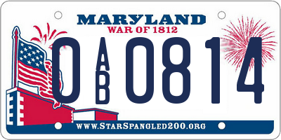 MD license plate 0AB0814